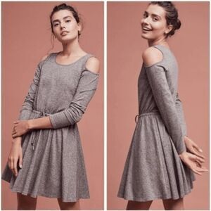 Anthropologie Lili's Closet Jamma Grey Cold Shoulder Skater Dress Size: X-Small